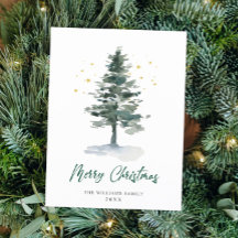 ミニマリストエレガントパインツリーのクリスマスグリーティング