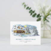 ミニマリストエレガントパインツリーのクリスマスグリーティング ポストカード (スタンド正面)