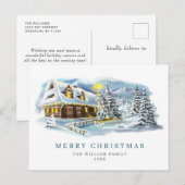 ミニマリストエレガントパインツリーのクリスマスグリーティング ポストカード (正面/裏面)