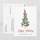 ミニマリストエレガントパインツリーのクリスマスグリーティング ポストカード (正面/裏面)