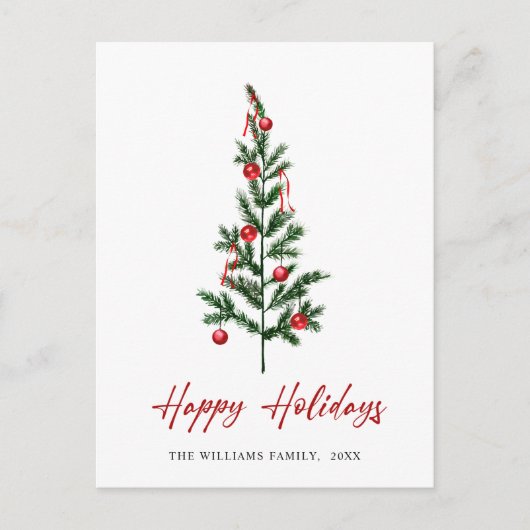 ミニマリストエレガントパインツリーのクリスマスグリーティング ポストカード (正面)