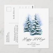 ミニマリストエレガントパインツリーのクリスマスグリーティング ポストカード (正面/裏面)