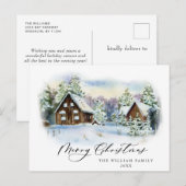 ミニマリストエレガントパインツリーのクリスマスグリーティング ポストカード (正面/裏面)