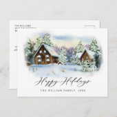 ミニマリストエレガントパインツリーのクリスマスグリーティング ポストカード (正面/裏面)