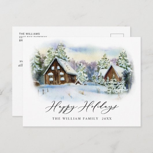 ミニマリストエレガントパインツリーのクリスマスグリーティング ポストカード (正面/裏面)