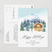 ミニマリストエレガントパインツリーのクリスマスグリーティング ポストカード (正面/裏面)