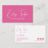 ミニマリストエレガントピンク女性の名刺 名刺 (正面/裏面)