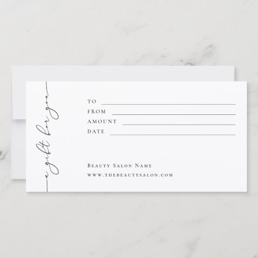 ミニマリストエレガントブランドロゴギフト証明書 (裏面)