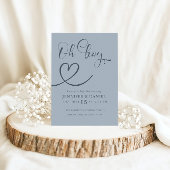 ミニマリストエレガントブルーハートオ男の子ベイビーシャワー 招待状