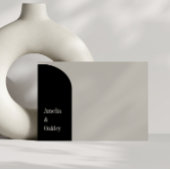 ミニマリストエレガントベージュモダンブラック結婚アーチ サンキューカード