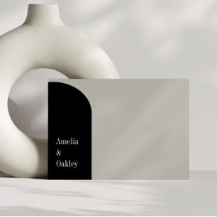 ミニマリストエレガントベージュモダンブラック結婚アーチ サンキューカード