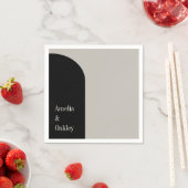 ミニマリストエレガントベージュモダンブラック結婚アーチ スタンダードカクテルナプキン (インサイチュ)