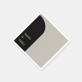 ミニマリストエレガントベージュモダンブラック結婚アーチ スタンダードカクテルナプキン (角)