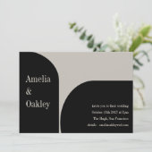 ミニマリストエレガントベージュモダンブラック結婚アーチ 招待状 (スタンド正面)