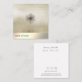 ミニマリストエレガントラグジュアリー金ゴールドフォイルダンデロン スクエア名刺 (正面/裏面)