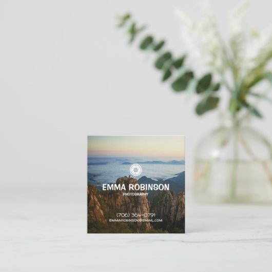 ミニマリストエレガント写真 スクエア名刺 (スタンド正面)