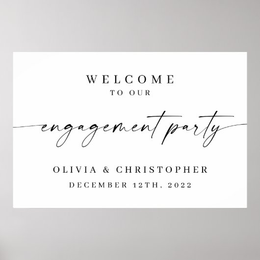 ミニマリストエンゲージメントパーティーウェルカムサイン ポスター (正面)