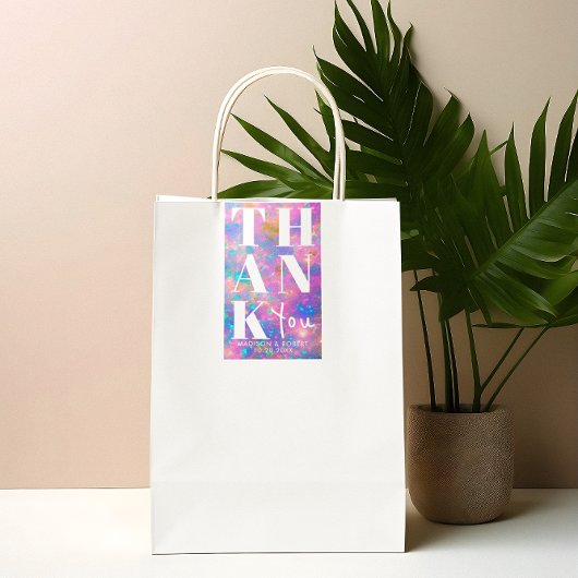 ミニマリストオパールストンはっきりしたトサンキュー結婚式の引き出物 長方形シール