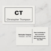 ミニマリストオフホワイトおよびブラックモダンプロフェッショナル 名刺 (正面/裏面)