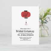 ミニマリストオリエンタルファンランタンブライダルシャワー 招待状 (スタンド正面)