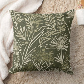 ミニマリストオリーブグリーンセージボタニカルプリント クッション (ブランケット)