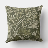 ミニマリストオリーブグリーンセージボタニカルプリント クッション (裏面)