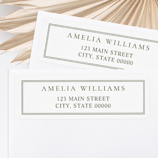 ミニマリストオリーブグリーンツー縁ど差出人住所 ラベル