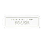 ミニマリストオリーブグリーンツー縁ど差出人住所 ラベル (正面)