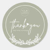 ミニマリストオリーブグリーンビジネスサンキューカスタム ラウンドシール (正面)