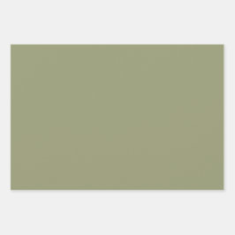ミニマリストオリーブセージ緑のプレーン無地のカラー ラッピングペーパーシート