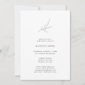 ミニマリストオリーブリーフブランチモダンブライダルシャワー 招待状 (正面)