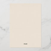 ミニマリストオリーブ枝バラ金ゴールドベージュ結婚ズ 箔招待状 (裏面)