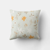 ミニマリストオレンジとホワイトフローラ装飾用クッション クッション (裏面)