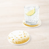 ミニマリストオレンジとホワイトポピズメドウフローラ コースター (側面)