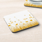 ミニマリストオレンジとホワイトポピズメドウフローラ コースター (左側)