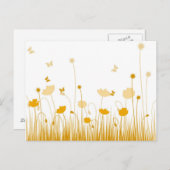 ミニマリストオレンジとホワイトポピズメドウフローラ ポストカード (正面/裏面)