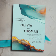 ミニマリストオレンジティール（緑がかった色）モダンスクリプト秋の結婚式