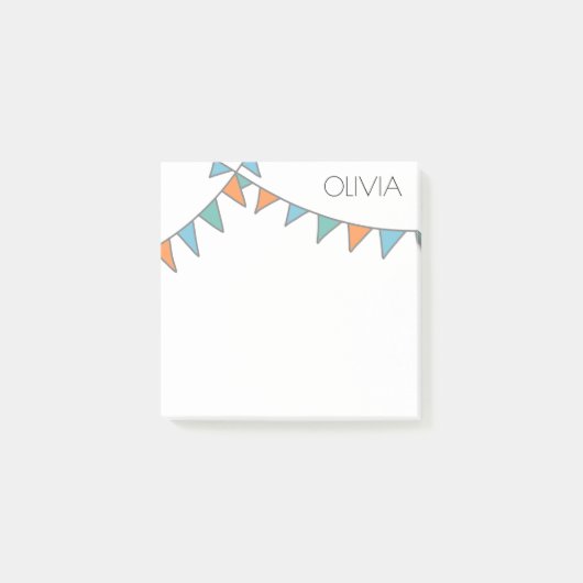 ミニマリストオレンジブルーグリーンガーランドあなたの名前を追加 ポストイット (正面)