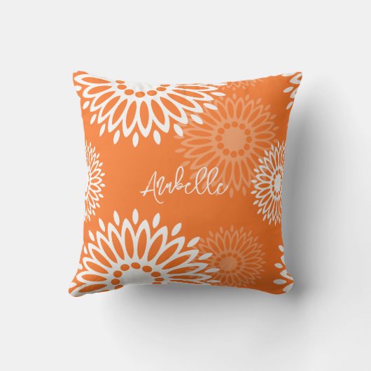 ミニマリストオレンジマンダラジオメトリックフローラ名 クッション (裏面)