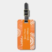 ミニマリストオレンジマンダラ幾何学模様 ラゲッジタグ (正面縦)