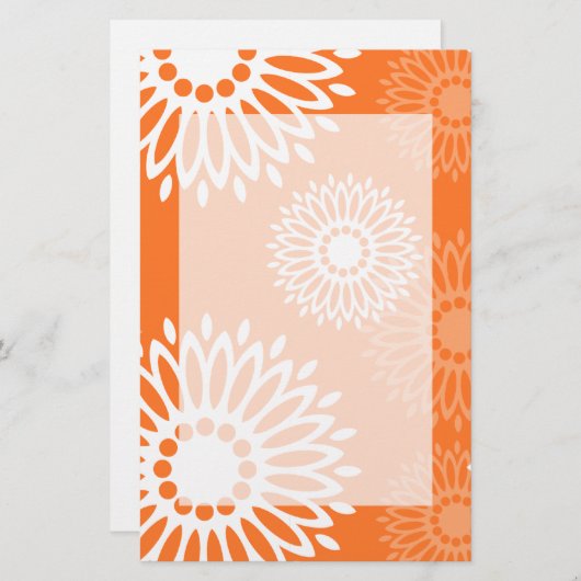 ミニマリストオレンジマンダラ幾何学模様 便箋 (正面/裏面)