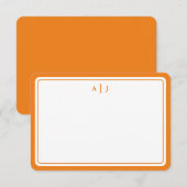 ミニマリストオレンジモノグラム縁どラウンド ノートカード (正面/裏面)