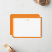 ミニマリストオレンジモノグラム縁どラウンド ノートカード (正面/裏面インサイチュ)