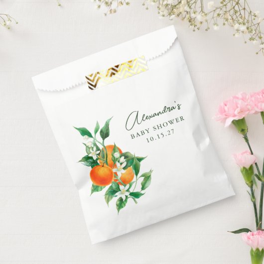 ミニマリストオレンジ果実植物性かわいい赤ちゃんシャワー フェイバーバッグ (封をした状態)