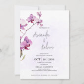 ミニマリストオーキッド結婚式招待状 招待状 (正面)