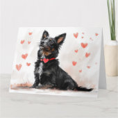 ミニマリストオーストラリアンケルピー ハート モダン カード (正面)