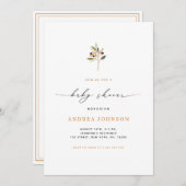 ミニマリストオータムベリー秋テーマベビーシャワー 招待状 (正面/裏面)