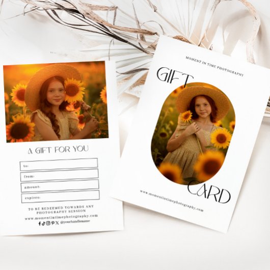 ミニマリストオーバル写真撮影ギフト証明書