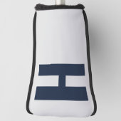 ミニマリストオーバーサイズイニシャルシルバーグレーとブルー ゴルフヘッドカバー (回転90)