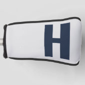 ミニマリストオーバーサイズイニシャルシルバーグレーとブルー ゴルフヘッドカバー (正面)